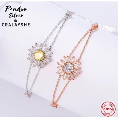 Trend S925 Sterling Silver Jewelry 1:1 Copy,SWAN SUNSHINE Sun Flower Bracelet For Women Elegant Gift Party Jewelry With Logo
