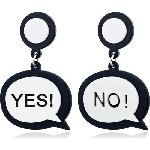 XIYANIKE New Korean Style Asymmetric YES NO Personality Funny Alphabet Nightclub Hip-Hop Punk Acrylic Dangle Earrings For Women