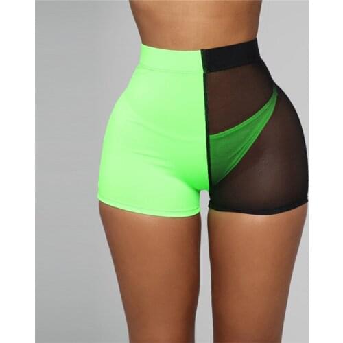 Woman Summer Mixed Colors Mesh Shorts Sexy See Through High Waist Shorts Fashion Short Shorts Women Panties Casual Streetwear