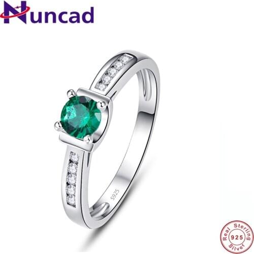 Fashion 925 Sterling Silver Green Stone White Cubic Zirconia Ring Simple Style Female Elegant Ring For Women Wedding Jewerly