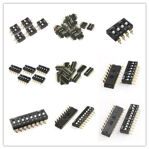10 Pcs 2/3/4/5/6/7/8/9/10P Dual Row 2.54mm Pitch SMD Type Surface Mount DIP Switch