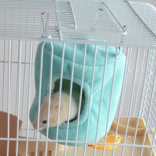 2 Size Winter Warm Fluffy Cotton Cylinder Hamster Squirrel Hammock Hanging Bed Bird Cage Nest Small Pet Supply Color Random