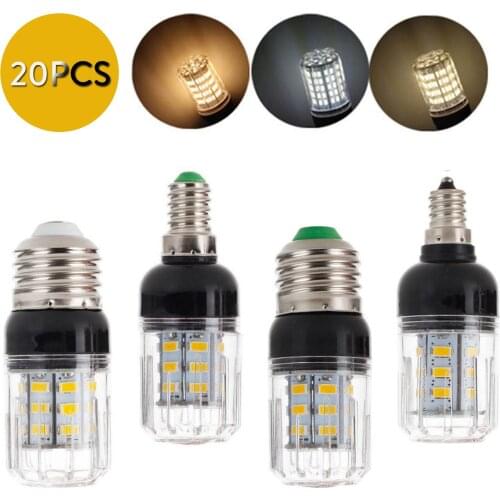 20pcs/Lot E27 E14 E12 E26 27LEDs 7W Lighting SMD 5730 LED Corn Bulb Lamp Christmas Chandelier Lights 110V 220V DC 12V 24V Lamps