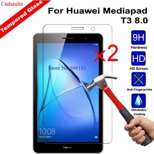 2XFor 8"inch Huawei MediaPad T3 8.0 Tempered Glass Screen Tablet Film for Huawei MediaPad T3 8.0 KOB-L09 W09 Screen Protector