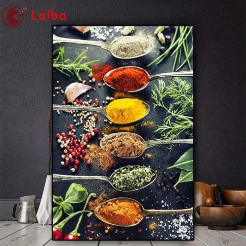 3d round square diamond embroidery Hot selling home art, seasoning, kitchen theme Diy full diamond painting stitch cross