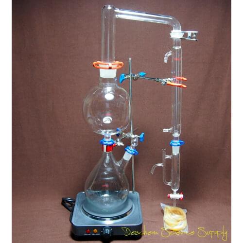 Essential Oil Steam Distillation Apparatus,Lab Distillation Kit,W/Simple Stands