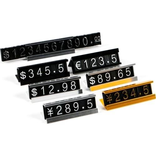 Jewelry Price Display Label Tag Adjustable Combined Number Retail Counter Cube Assembly Numberal Sign With Metal Stand