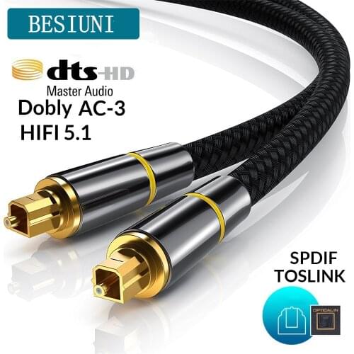 HIFI 5.1 Digital SPDIF Fiber Toslink Optical Audio Cable 1m 2m 8m 10m for TV box PS4 Speaker Wire Soundbar Amplifier Subwoofer