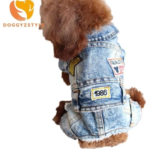 Jean Pet Dog Jumpsuit Clothes Retro Denim Four Legs Cowboy For Small Dogs Puppy Cat Goods Casual costumes XS-2XL