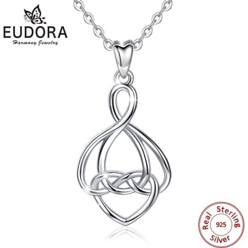Eudora new arrival 100% real Sterling Silver Celtic knot Pendant Necklace simple Sterling silver Charm Jewelry for women D198