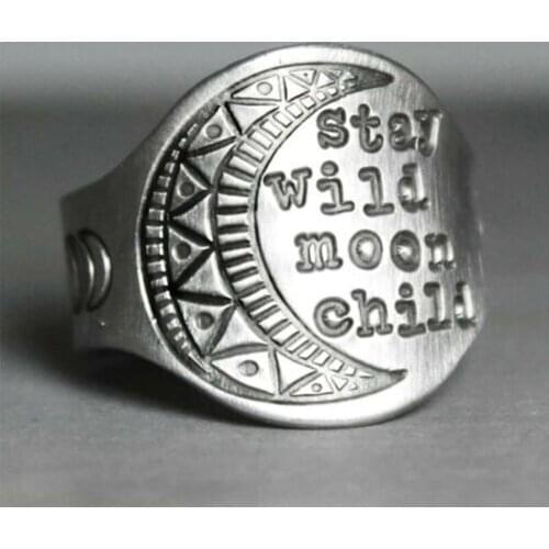 Europe and America Mens and Womens Fashion Antique Jewelry Vintage Stay Wild Moon Child' Ring Couples Love Ring