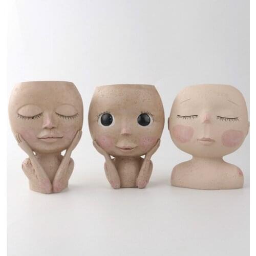 Girls Face Head Flower Planter Pot Flower Decor Vase Garden Figure Succulent Plant Container Tabletop Nordic Ornament Home Decor