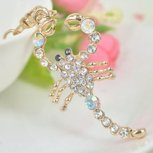 K Scorpion Key Keyring Fashion Jewelley For Women Cute Rhinestone Crystal Charm Pendant Key Bag Chain Christmas Gift