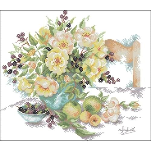 Vase on the table patterns Counted Cross Stitch 11CT 14CT 18CT DIY Chinese Cross Stitch Kits Embroidery Needlework Sets
