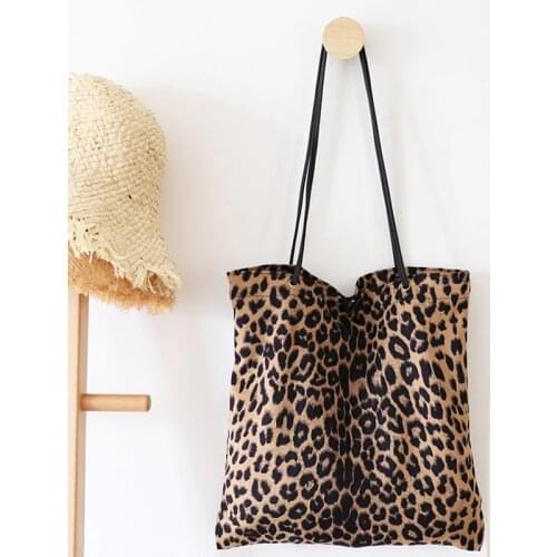Classic Leopard Printing Top-handle Bag Female Casual Open Top-handle Shopping Bag Shopper Women Feminine Fierce Fabric Handbag