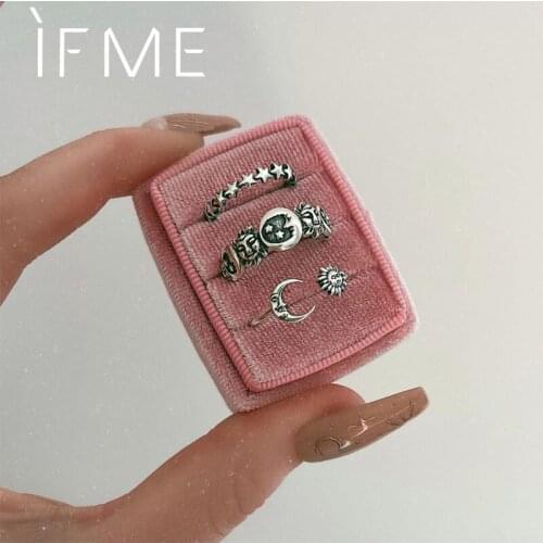 IF ME Vintage Retro Silver Color Sun Star Moon Finger Rings Set for Women Female Geometric Ethnic Knucle Joint Ring Jewelry Gift