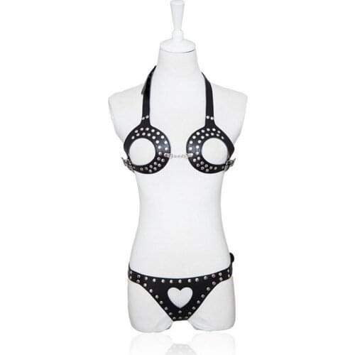 Leather sexy lingerie bra underwear briefs adult games bdsm bondage sex toys for woman couples restraints slave fetish clothes