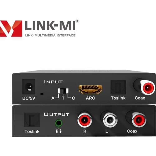 LINK-MI Audio Converter Digital to Analog Support HDMI ARC/Toslink/Coax digital inputs and Toslink,Coax,Analog L/R audio output