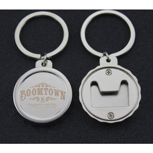 Custom Logo Engraved Company Promotional Gifts Metal Bottle Opener Key Ring Bottle Cap Shaped Keychain Bottle Opener Key Holder
