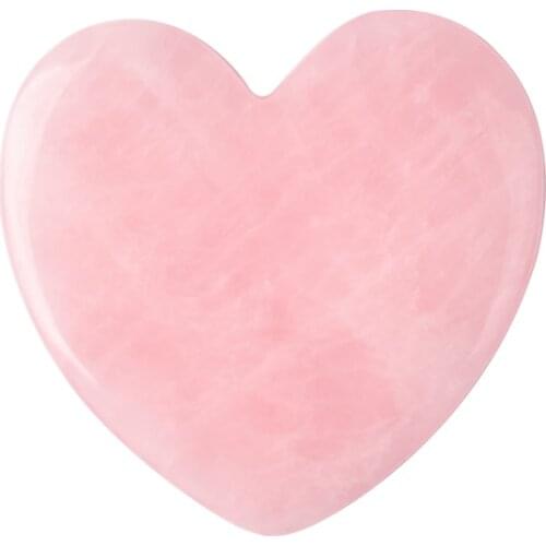 100% Natural Rose Quartz Flat Heart Shape Guasha Stone Gua Sha Acupuncture Scraper Massage Tool massager With Gift Box