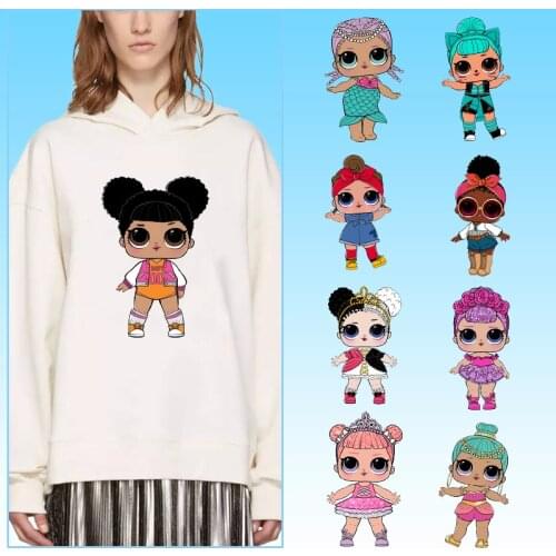 Girls baby cute Cartoon Pattern Heat-sensitive Patches Iron On Transfers Vinyl Sticker Patches for Clothing DIY T-shirt