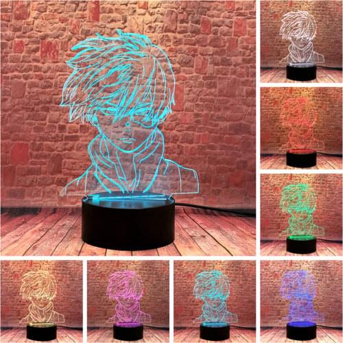 My Hero Academia Shoto 3D Illusion LED Desk Nightlight Colorful Changing Sleeping Lamp Anime action & toy figures boys