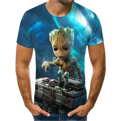 Guardians of the Galaxy movie 3D printing fashion mens and womens short-sleeved T-shirt soft material outdoor casual loose men