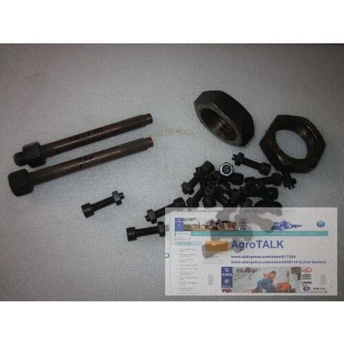 Set of flywheel nut, cylinder head bolt, adjusting screws with nuts for engine 1100 for Shijiazhuang HB150 tractor