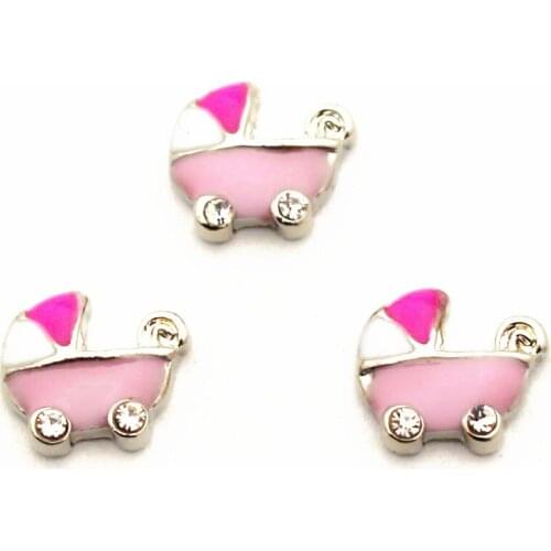 New arrival baby carriage floating charms alloy crystal charms living glass floating pendant lockets charms 10pcs/lot