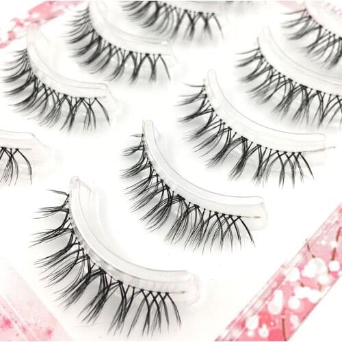 NEW 5pair False Eyelashes Naturally Simulated Thick Transparent Stem Fake Eyelashes Beginner Makeup Tools Lashes
