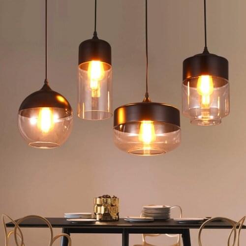 Modern LED Clear Glass Pendant Lights Nordic Living Room Bedroom Bedside Pendant Lamp kitchen hanging lamps Decor Light Fixtures