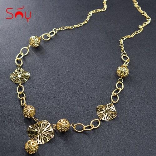 Sunny Jewelry Fashion Jewelry Long Chain Necklace 2021 New Design Womens Jewelry High Quality Round Hollow For Wedding Findings