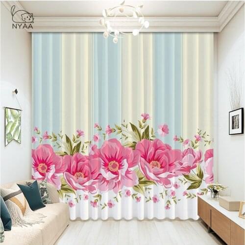 Pasroral Printed Flower Kitchen Curtains For Window Home Hotel Curtains For Kids Bedroom Decor Curtain Blackout Micro Shading