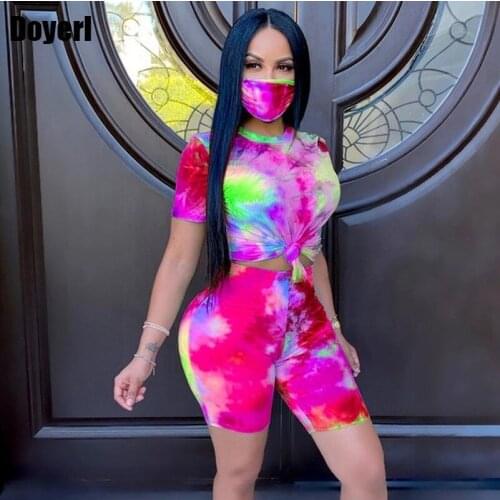 Plus Size Casual Tie Dye Set Women Tracksuit 2 Piece Sets Womens Outfits Summer Shorts Set Lounge Wear Two Piece Short Outfits
