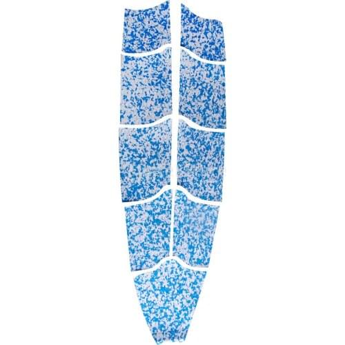 1 Set of 9pcs EVA Foam Surfboard Traction Pads with Tail Pad Surfing Surf Full Deck Grips, White + Blue