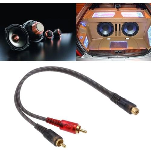1pc 27cm 1 RCA Female to 2 RCA Male Splitter Cable for Car Audio System