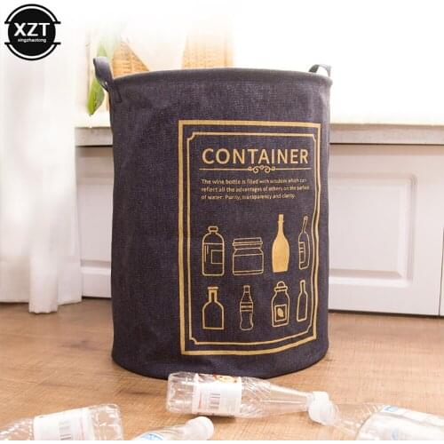 1Pcs Cotton Dirty Laundry Basket Foldable Round Waterproof Organizer Bucket Clothing Children Toy Large Capacity Storage Home