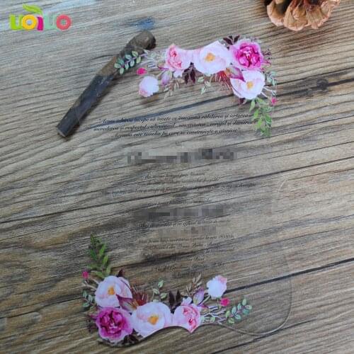 10pcs hot sale custom colorful printing acrylic card wedding invitation card colorful printing with flower