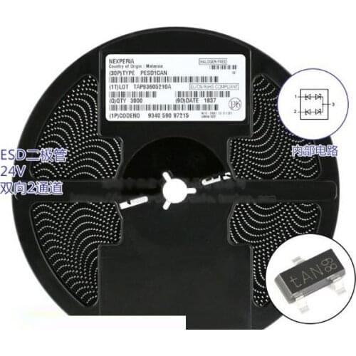 20pcs/lot PESD1CAN,215 Silk Screen tAN SOT-23 24V SMD ESD Diode New and Original