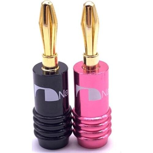 2pcs Speaker Banana Plug Adapter 4mm Wire Connector 24K Gold Plated For Musical HiFi Audio purple Connectors Set Nakamichi RCA