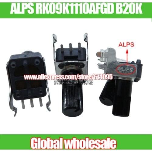 8pcs Japan ALPS single console potentiometer RK09K1110AFGD B20K / handle length 12.5mm side 3 feet Instrument potentiometer