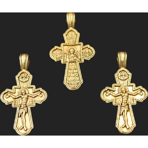 8pcs Antique Gold Color Christian Jesus Cross Pendants Retro Necklace Bracelet Metal Accessories DIY Charms Jewelry Craft Making