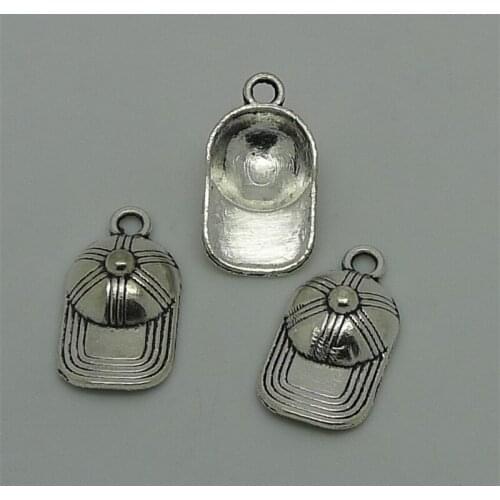 ALY 100Pcs/lot Vintage Silver/Bronze Hat Charms 20x11mm Baseball Cap Pendant DIY Jewelry Findings