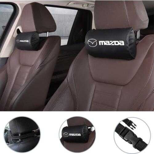 2pcs Car Neck Pillow Adjustable Head Restraint Leather Accessories For Mazda 6 3 5 2 CX5 CX7 323 Demio Axela Atenza CX9 MX3 MX5