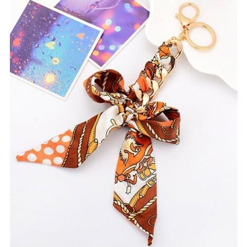 Beadsland Silk Bowknot Bohemia Keychain Fashionable Women Handbag Car Key Beach Decoration High Quality Girls Gift