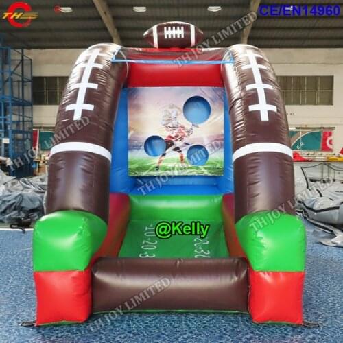 Free door shipping inflatable rugby ball sport game for sale, cheap rugby ball tossing carnival inflatable game toys for kids