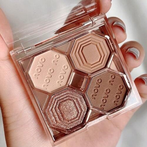 Brilliant Relief 4 Color Eyeshadow Palette Matte Glitter Eye Makeup Shiny Highlights Pigmented Smooth Long Lasting Eye Cosmetics