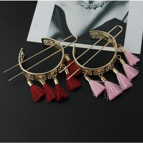 Fringed Round Top Hairpin Holder Cage Hair Stick Girl Tassel Hair Accessories Hair Jewelry Wedding Party Bridesmaid Gift