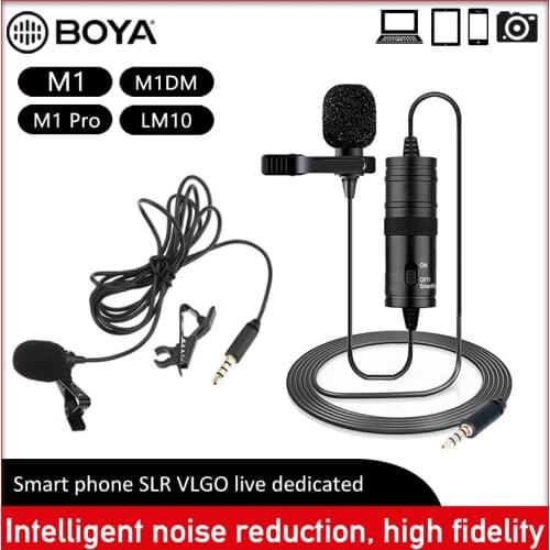 BOYA BY-M1/M1 PRO/M1DM/LM10 Audio Record Lavalier Lapel Microphone Clip On Mic for iPhone Android Mac Podcast Camcorder Recorder