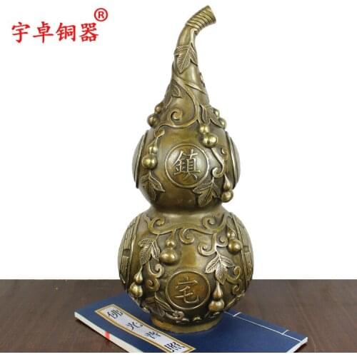 Yu Zhuo bronze copper gourd s copper copper hyacinth Home Furnishing office decoration decorative pieceroom Art Statue